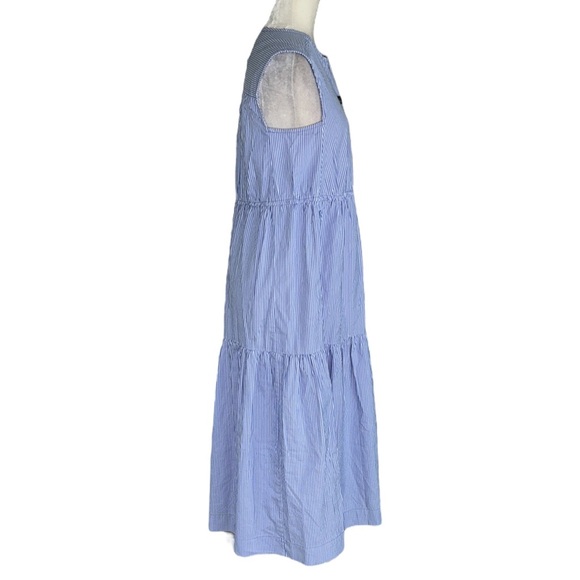 Everlane The Tiered Blue & White Striped Poplin Sleeveless Maxi Dress - XS - Picture 9 of 16